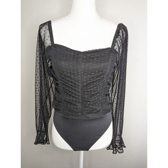 Whimsigoth Bodysuit Black Long Sleeve Sz M Witchy Fairy Grunge - Picture 3 of 12